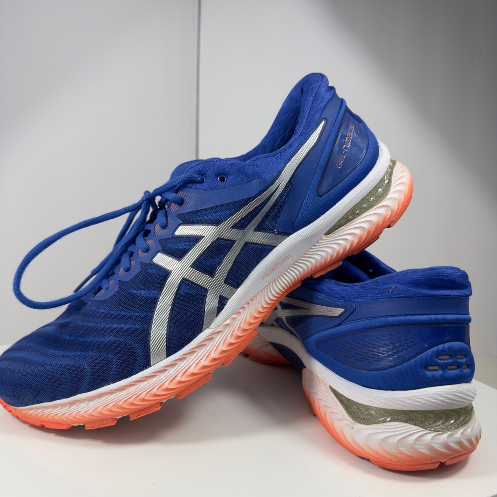 ASICS Gel-Nimbus 22 Men Size 14 Blue Silver Running Shoes 1011A680 Low Top